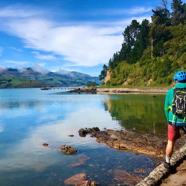 a person standing next to a body of water